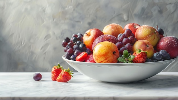 a bowl of fruit including strawberries strawberries and a strawberry