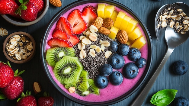 a bowl of fruit and nuts with almonds and almonds