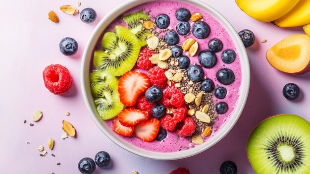 a bowl of fruit salad with berries and strawberries