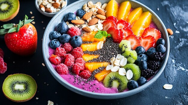 a bowl of fruit salad with a few other fruits