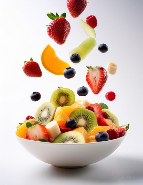 a bowl of fruit that has the word fruit on it