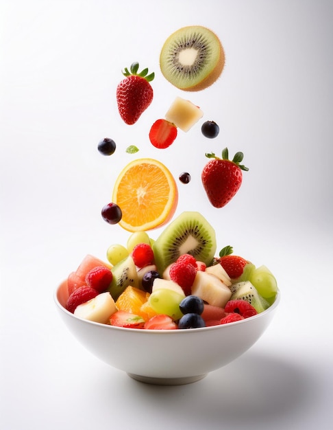 a bowl of fruit that has the word fruit on it