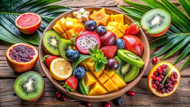 Photo a bowl of fruit with a bunch of different fruits in it