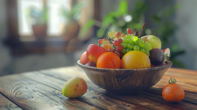 a bowl of fruit with a bunch of grapes and a banana