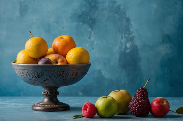 Photo a bowl of fruit with a fruit bowl of fruit next to it