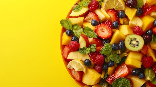 Photo a bowl of fruit with a fruit salad and a fruit bowl