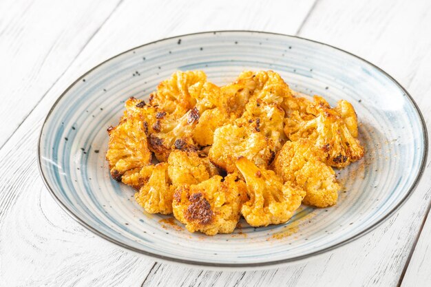 Bowl of Garlic parmesan roasted cauliflower florets