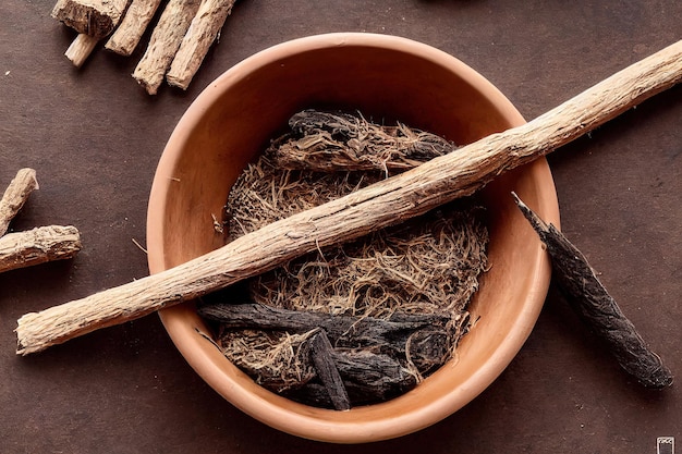 A bowl of ginger root and a bowl of ginger root.