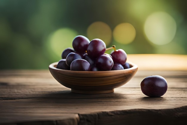 A bowl of grapes on a table