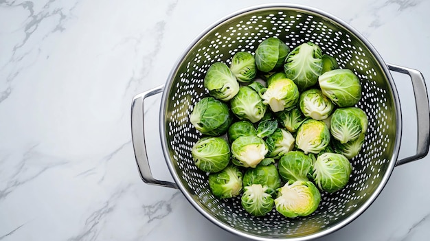 Photo a bowl of green vegetables with a white and black speckled pattern