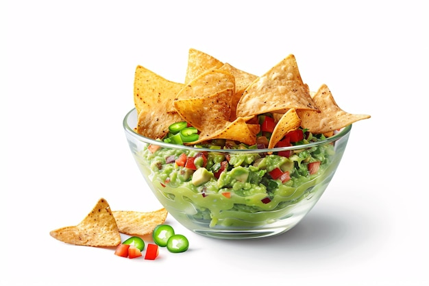 a bowl of guacamole and chips