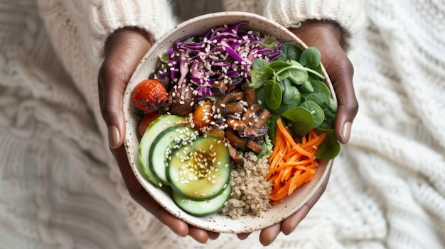 Photo a bowl of healthy ingredients