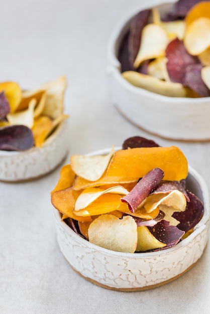 Bowl of Healthy Snack from Vegetable Chips