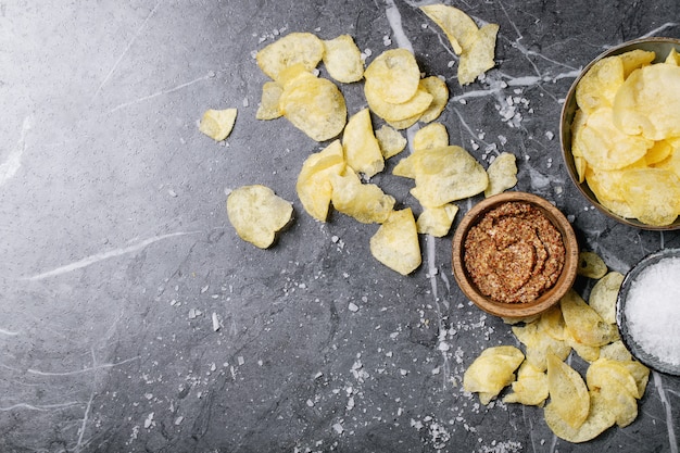 Bowl of home made potato chips