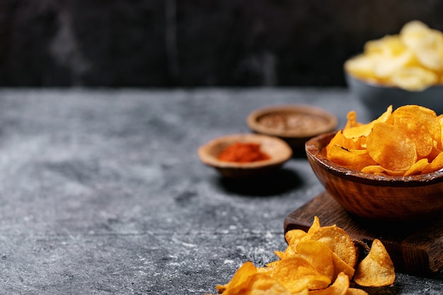 Bowl of home made potato chips