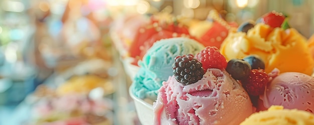 a bowl of ice cream with raspberries and raspberries on it