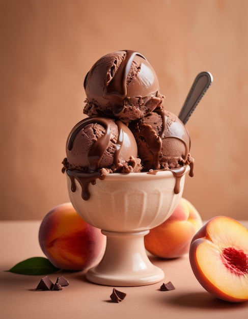 a bowl of ice cream with a spoon in it