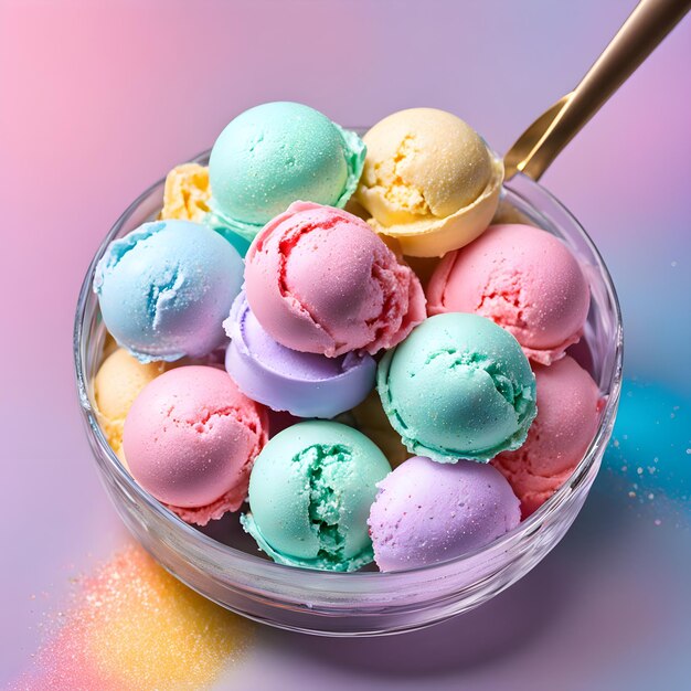 bowl of ice creams with a spoon