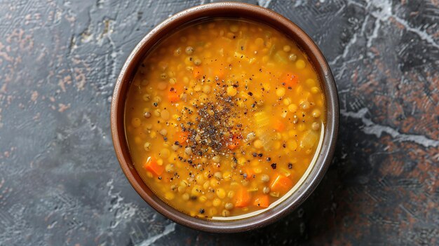 Bowl of Lentil Soup with Freshly Ground Pepper