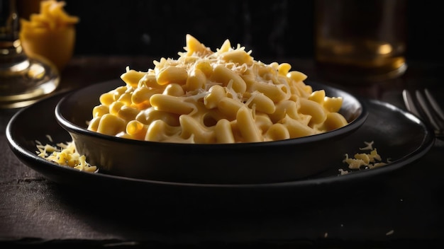 a bowl of macaroni and cheese on a plate