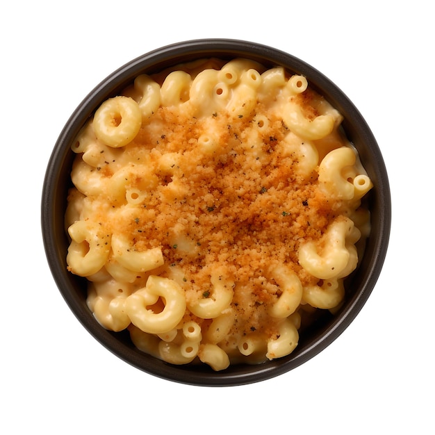 A bowl of macaroni and cheese with a sprinkle of parsley on top.