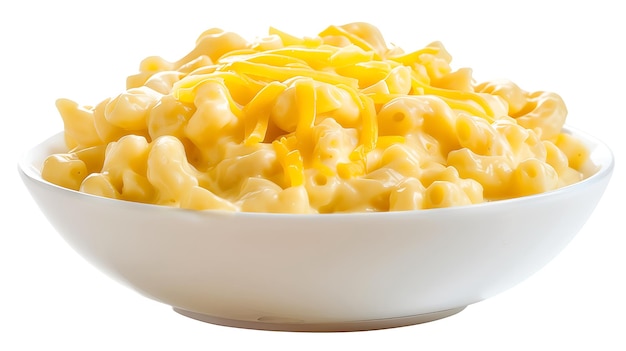 a bowl of macaroni and cheese with a white background