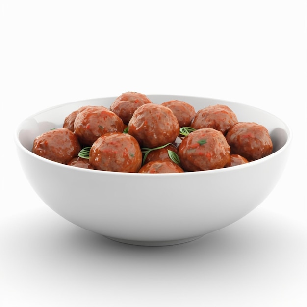 a bowl of meatballs with a green pepper on the top