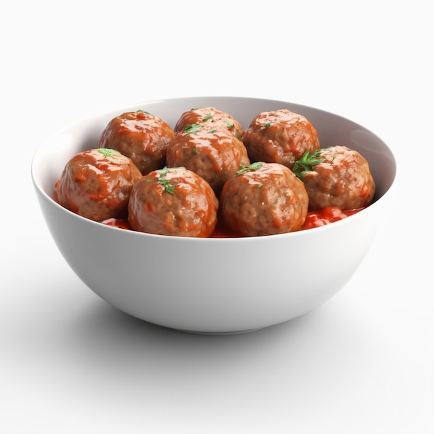 a bowl of meatballs with a red pepper on the bottom