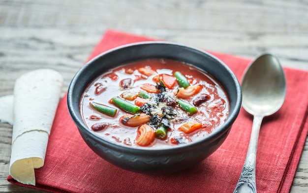 Bowl of minestrone soup