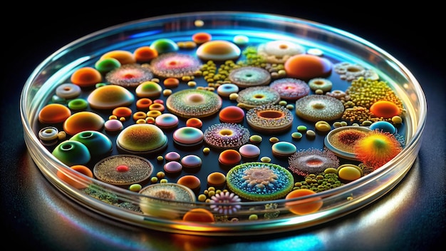 Photo a bowl of multicolored buttons with a blue background