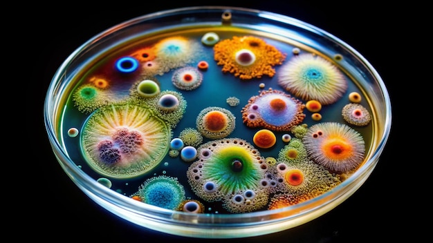 Photo a bowl of multicolored flowers and the bubbles are in the water