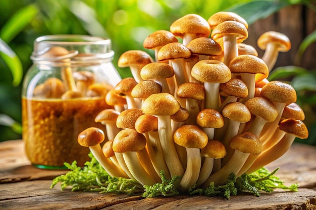 Photo a bowl of mushrooms with a bunch of mushrooms on the top