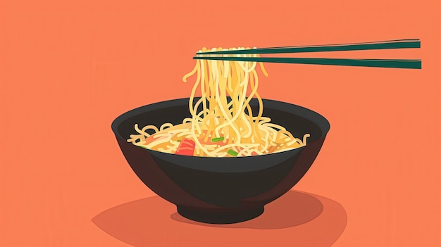 Bowl of Noodles with Chopsticks