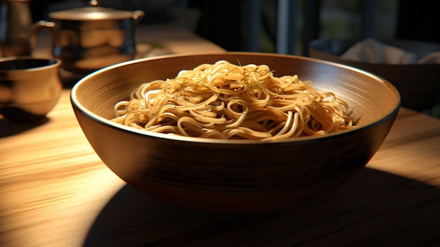 a bowl of noodles with noodles in it