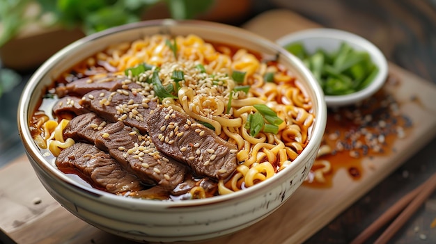 a bowl of noodles with noodles and noodles and vegetables