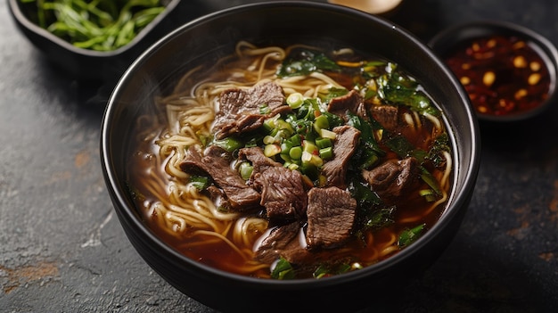 a bowl of noodles with noodles and vegetables and a bowl of noodles