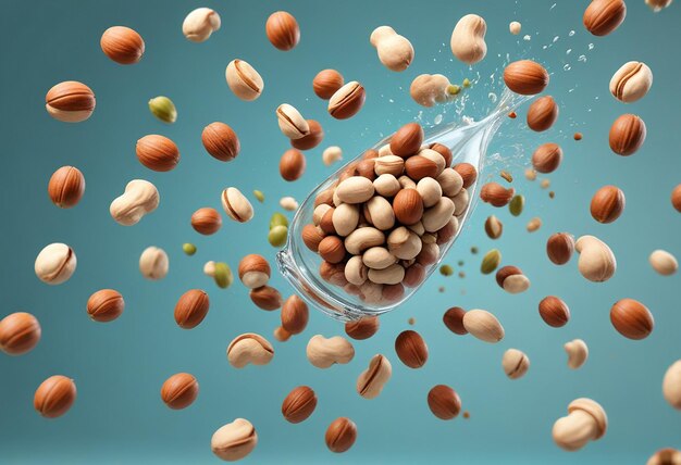 Photo a bowl of nuts has a splash of water in it