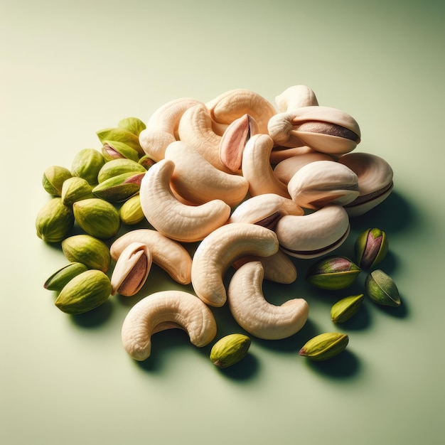 a bowl of nuts isolated green