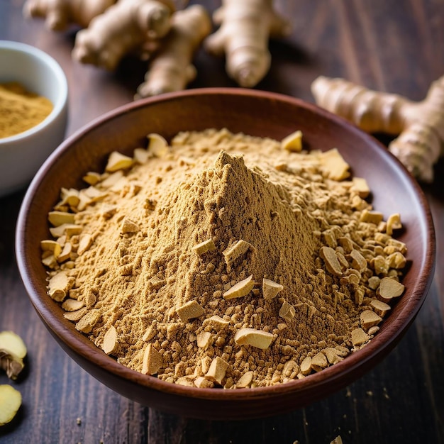 a bowl of oatmeal with a bowl of ginger and ginger