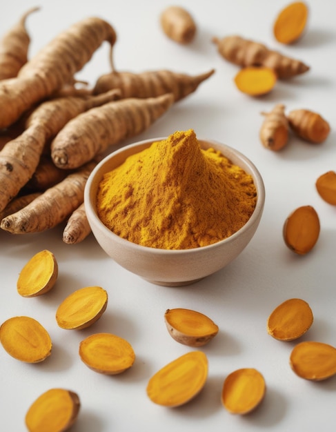 a bowl of orange carrots with a small bowl of ginger