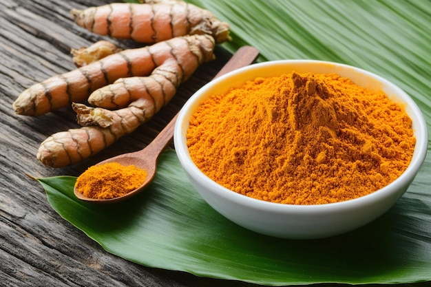 a bowl of orange powder next to a bowl of orange carrots