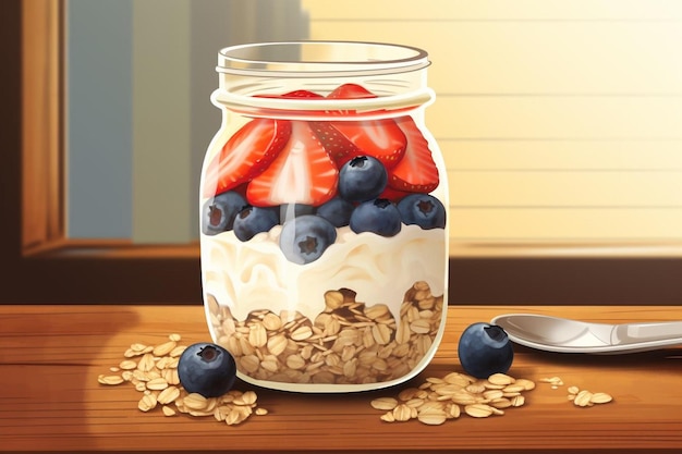 Bowl of overnight oats illustration