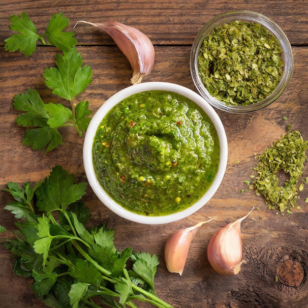 a bowl of parsley next to a bowl of parsley