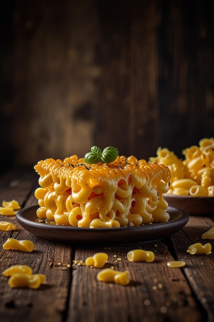 Photo a bowl of pasta with a green garnish on the top