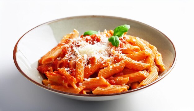 Photo a bowl of pasta with a green leaf on top