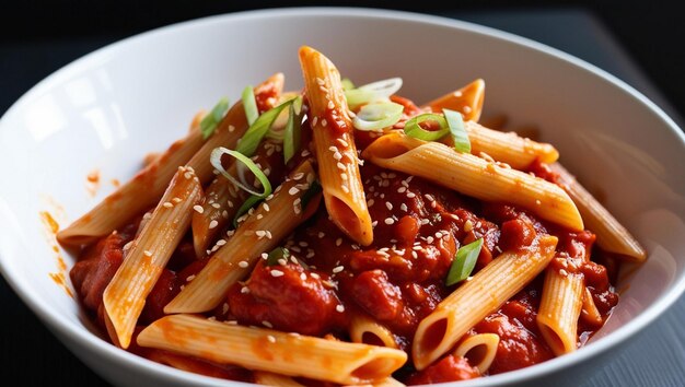 Photo a bowl of pasta with a pasta and sauce