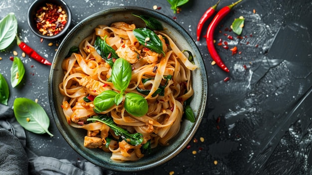 Photo a bowl of pasta with a spoon and a spoon