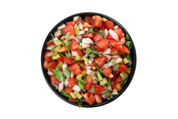 Bowl of Pico de Gallo isolated on white background