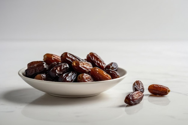 Bowl of Plump Dates on a Simple Background