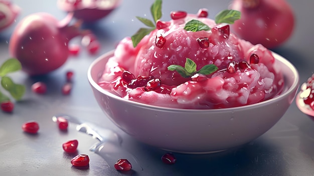 a bowl of pomegranate juice with a spoon